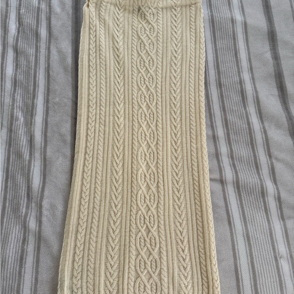 Ralph Lauren Cream Cable Knit Midi Skirt